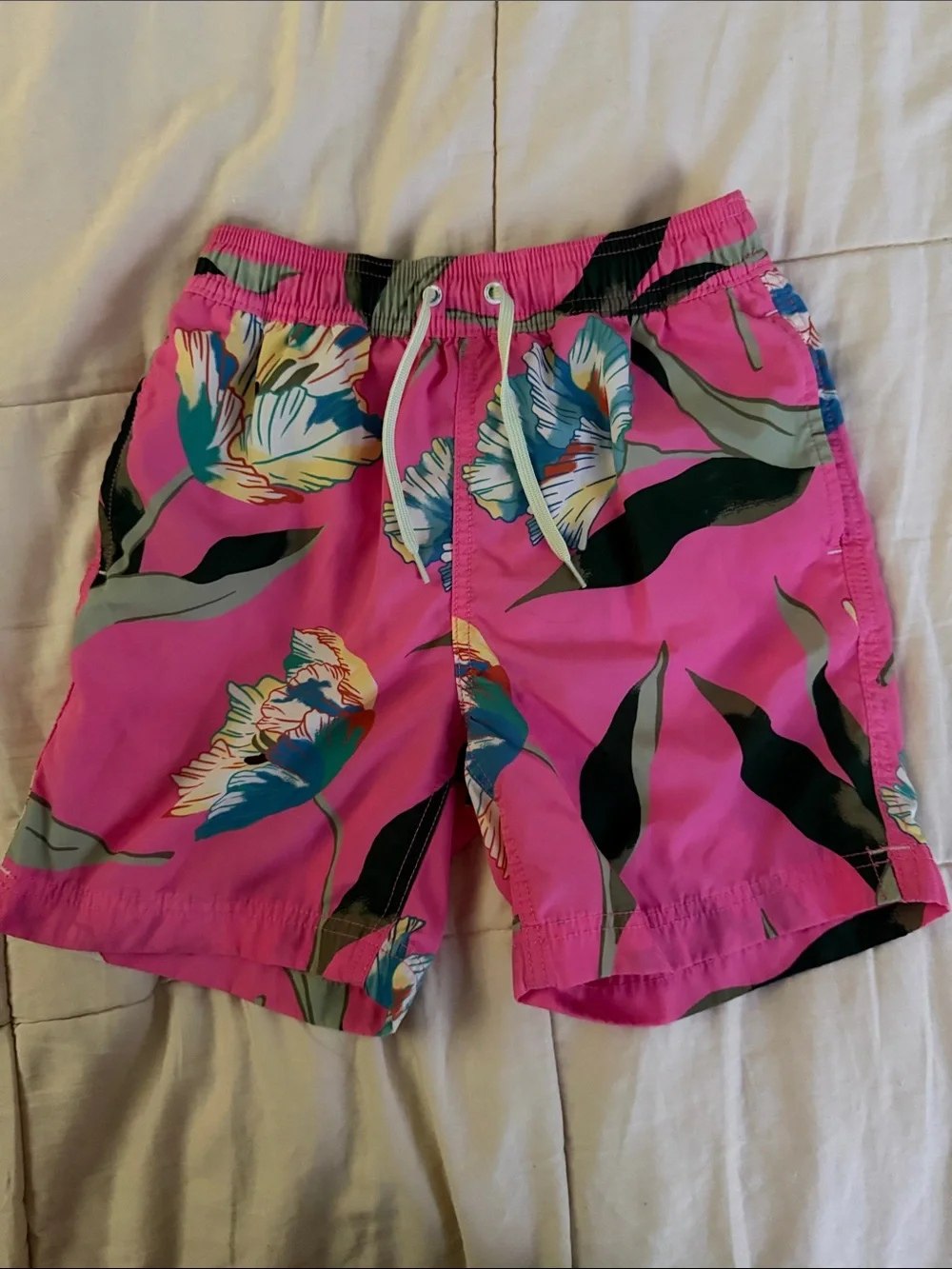 J. Crew Pink Tropical Floral Kids Swim Trunks